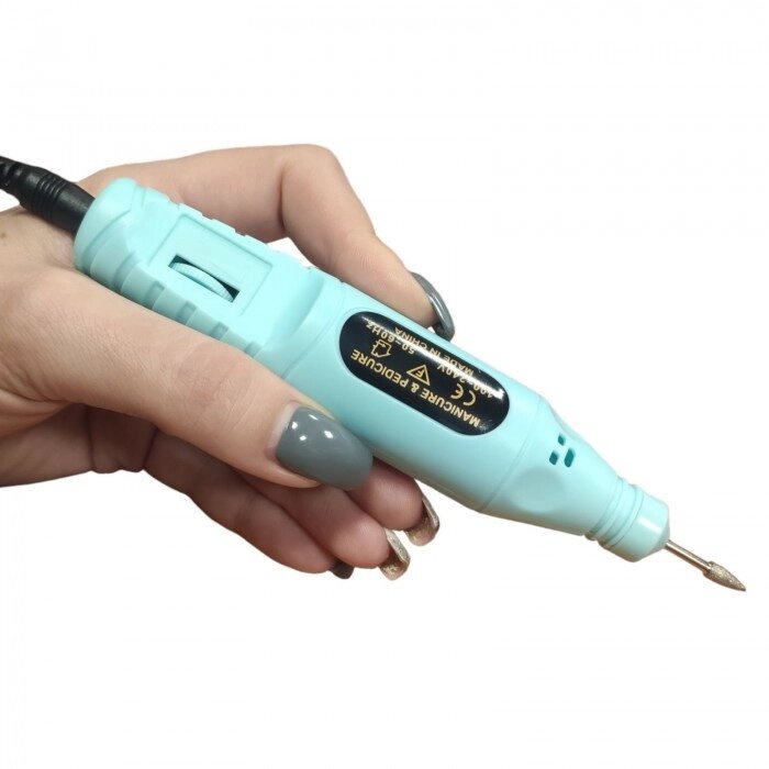 Машинка для манікюру та педикюру фрезер ручка 5 насадок USB Блакитний від компанії Інтернет-магазин  towershop.online - фото 1