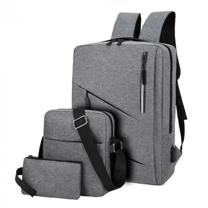 Міський рюкзак 3в1 Комплект (рюкзак, сумка, пенал) Сірий від компанії Інтернет-магазин  towershop.online - фото 1