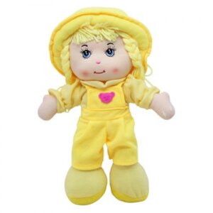 М'яка лялька "Дівчинка в комбінезоні", жовта