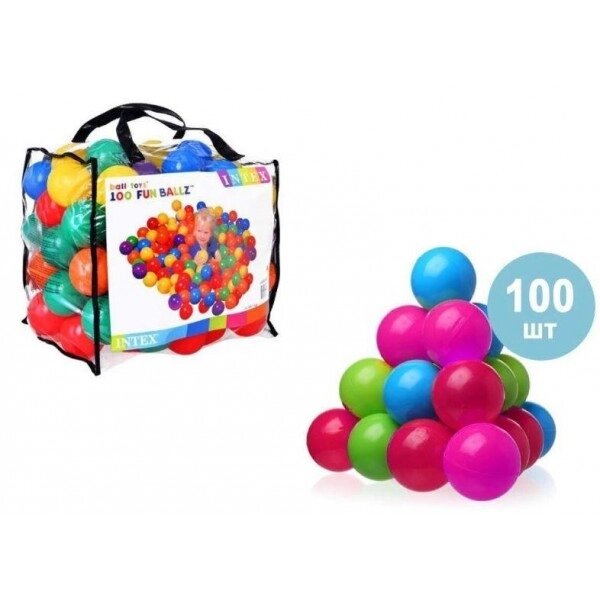 Набір 100 шт кольорових м'ячів Intex 8 см від компанії Інтернет-магазин  towershop.online - фото 1