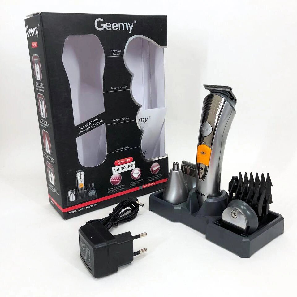 Набір для стрижки Pro Gemei GM-580 триммер 7в1 для стрижки волосся, гоління бороди, для носа та вух, стайлер від компанії Інтернет-магазин  towershop.online - фото 1