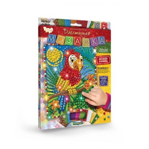 Набір для творчості "Блискуча мозаїка" Папуга від компанії Інтернет-магазин  towershop.online - фото 1