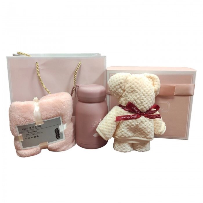 Набір подарунковий Simple Life (іграшка, термокухоль, рушник) Рожевий від компанії Інтернет-магазин  towershop.online - фото 1