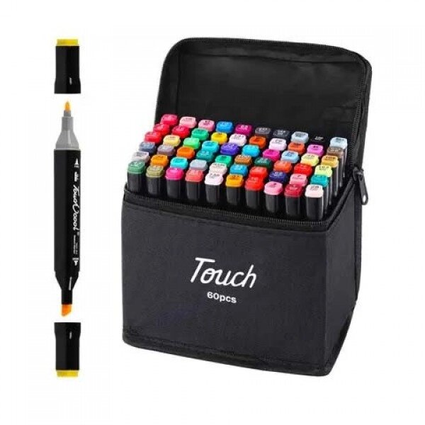 Набір скетч маркерів для малювання Touch 60 шт. / Уп. двосторонні професійні фломастери для художників від компанії Інтернет-магазин  towershop.online - фото 1