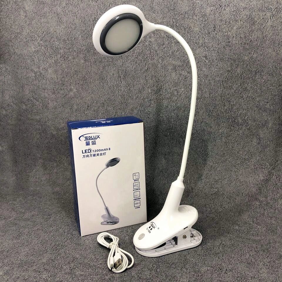 Настільна акумуляторна лампа світильник Tedlux TL-1009 LED на гнучкій ніжці і прищіпці від компанії Інтернет-магазин  towershop.online - фото 1