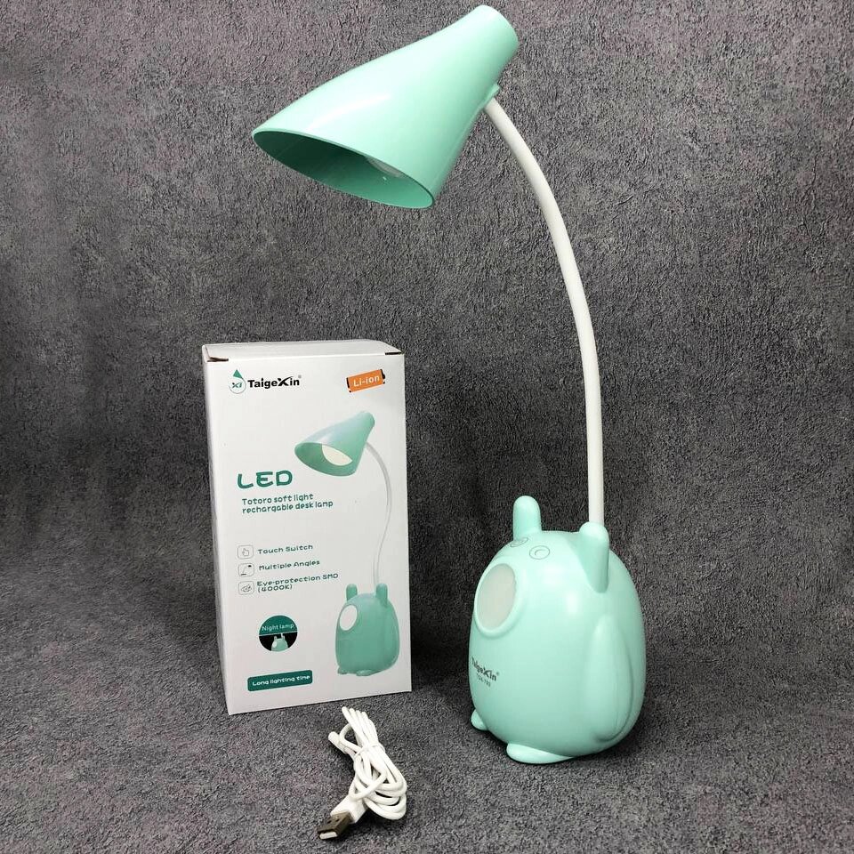 Настільна лампа TaigeXin LED TGX 792, Настільна лампа на гнучкій ніжці, лампа сенсорна. Колір зелений від компанії Інтернет-магазин  towershop.online - фото 1