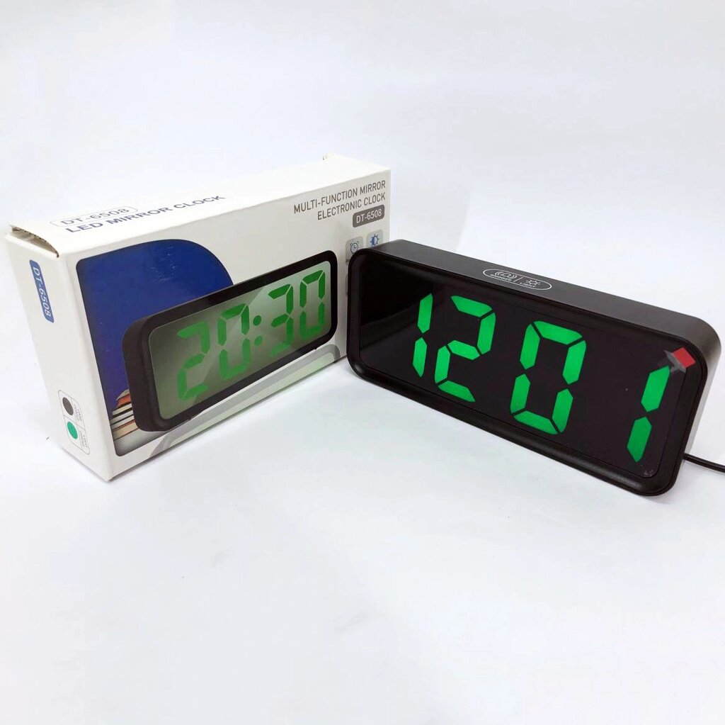 Настільні годинники DT-6508 з будильником і USB зарядкою з зеленим підсвічуванням, лід годинник настільний від компанії Інтернет-магазин  towershop.online - фото 1