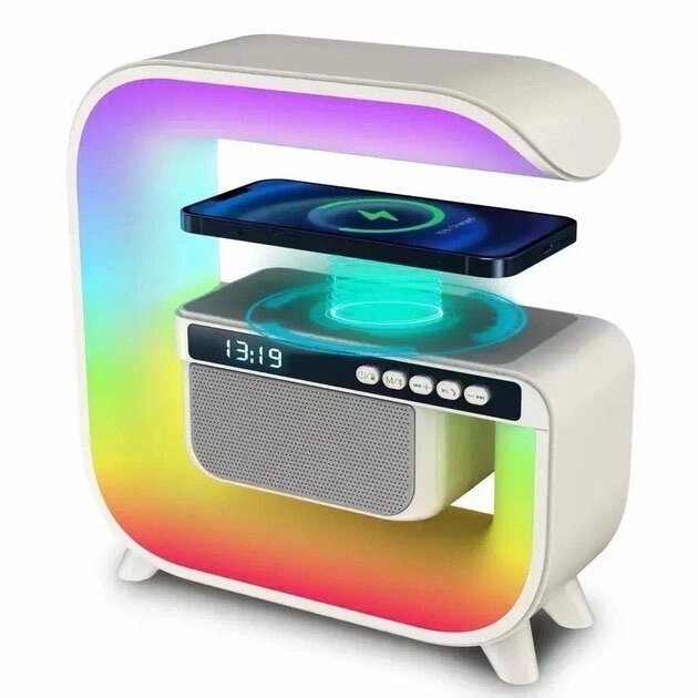 Нічник акумуляторний RGB G3 з бездротовою зарядкою 15W та Bluetooth колонкою 3W Настільна смарт лампа від компанії Інтернет-магазин  towershop.online - фото 1