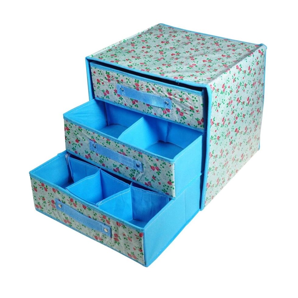 Організатор для зберігання з 3 коробками (синій) від компанії Інтернет-магазин  towershop.online - фото 1