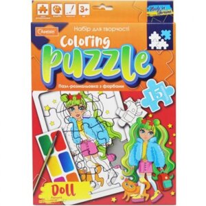 Пазл-розмальовка з фарбами "Coloring Puzzle: Лялька "укр )