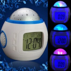 Електронний годинник-проектор зоряного неба, нічник 1038 світильник