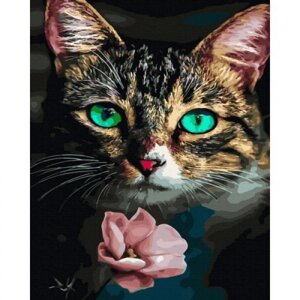 Картина за номерами "Кішка і квітка"