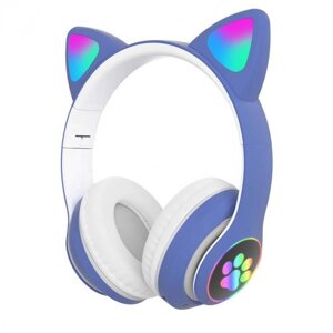 Бездротові LED навушники з котячими вушками CAT STN-28. Колір: синій
