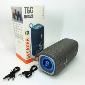 Портативна Bluetooth колонка TG654 8W з підсвічуванням. Колір сірий