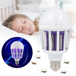 Лампочка пастка від комарів 2 в 1 з електрошоком 220V світлодіодна 15W цоколь E27 Mosquito Killer