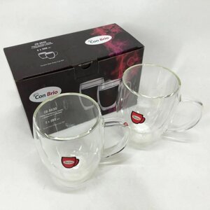 Набір скляних чашок із подвійними стінками Con Brio CB-8630 2шт, 300мл, кружки з подвійними стінками