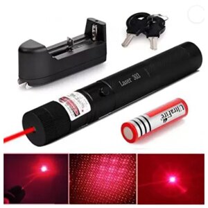 Потужна лазерна указка Laser 303 Красний Промінь 100мВт із ключами блокування