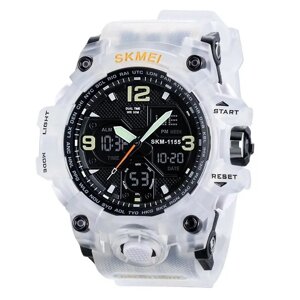 Годинник наручний чоловічий SKMEI 1155BWT, наручний годинник для військових, фірмовий спортивний годинник. Колір білий