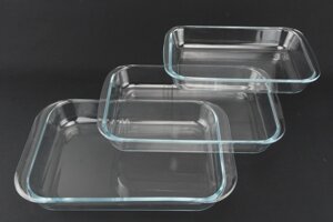 Скляний теплостійкий форму для випічки набору з 3 штук