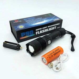 Ліхтар акумуляторний X-Balog BL-B88-P90, яскравий ліхтарик, якісний ліхтарик, потужний ручний ліхтарик