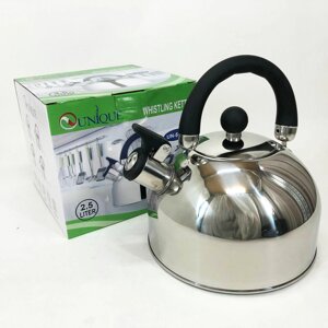 Чайник Unique зі свистком UN-5302 2,5л, гарний чайник для газової плити, чайник на плиту. Колір чорний