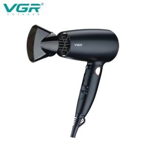 Фен для волосся електричний дорожній складаний портативний VGR V-439 Чорний