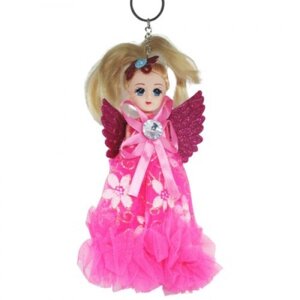 Лялька-брелок з крилами "Ангел", малиновий