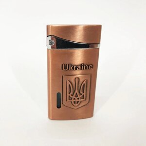 Турбо запальничка, кишенькова запальничка "Ukraine" 325, запальничка з турбонаддувом незвичайна. Колір: бронзовий