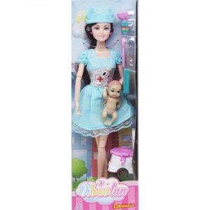 Лялька "Медсестра" з дитиною (в блакитній сукні)