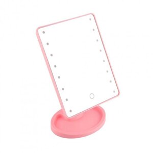 Дзеркало для макіяжу з 16 LED підсвічуванням Mirror White. Колір: рожевий