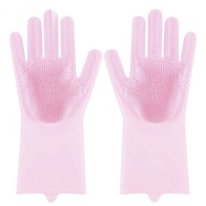 Силіконові рукавички Magic Silicone Gloves Pink для прибирання чищення миття посуду для будинку. Колір: рожевий в Львівській області от компании Интернет-магазин  towershop.online