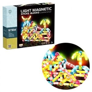Магнітний конструктор "Light Magnetic Sticks blocks", 128 дет, що світиться