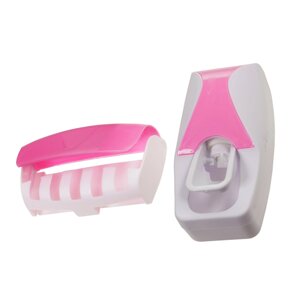 Диспензатор для зубної пасти з тримачем для пензлів, рожевого