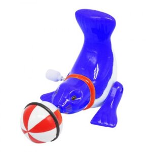 Заводна іграшка "Тюлень з м'ячиком", синя