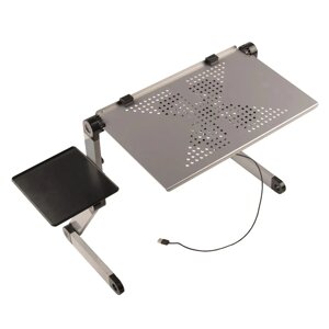 Складаний столик для ноутбука з вентилятором, сріблястий