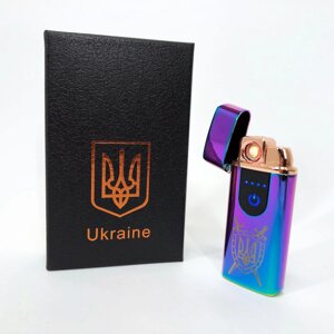 Електрична та газова запальничка Україна з USB-зарядкою HL-432, Юсб запальничка. Колір хамелеон