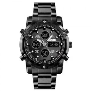 Годинник наручний чоловічий SKMEI 1389BK BLACK, водонепроникний чоловічий годинник. Колір чорний
