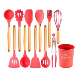 Набір кухонного приладдя 12 предметів силіконовий Kitchen Set Червоний
