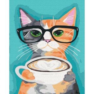 Картина за номерами "Кот і кава"