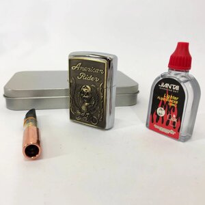 Запальничка бензинова в подарунковій коробці N2, подарункові запальнички, запальничка для куріння в подарунок