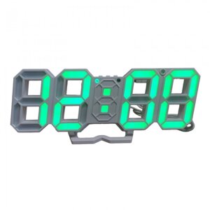 Електронні настільні LED годинник з будильником і термометром VST-883 білі ( Зелена підсвічування )