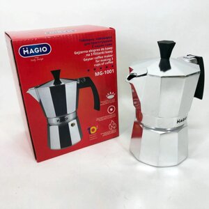 Гейзерна кавоварка Magio MG-1001, гейзерна турка для кави, гейзерна кавоварка з нержавіючої сталі
