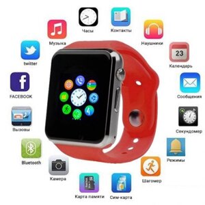 Смарт-годинник Smart Watch A1 розумні електронні зі слотом під sim-карту + карту пам'яті micro-sd. Колір: червоний
