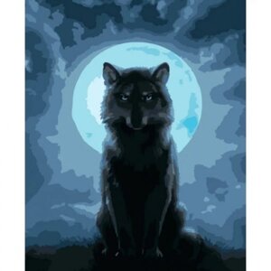 Картина за номерами "Вовк і місяць"