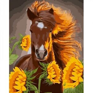 Картина за номерами "Кінь серед соняшників"