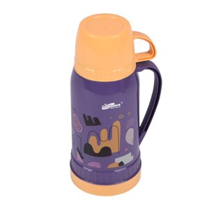 Термос для напоїв Daydays дитячий з ручкою і чашкою, 1 л, фіолетовий з помаранчевим