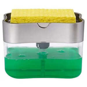 Диспенсер для миючого засобу із підставкою для губки Soap Pump & Sponge Caddy Сірий