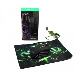 Дротова ігрова мишка UKC X7S з підсвічуванням + килимок