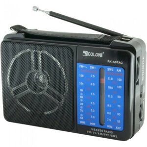 Портативний радіоприймач Golon RX-A07 змінного струму з мережі 220V чорного кольору з синім