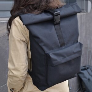Рюкзак Рол Топ. Дорожня сумка сумка для походу з тканини. Модель №9543. Колір: чорний